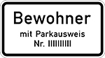 Schild Bewohnerparkzone